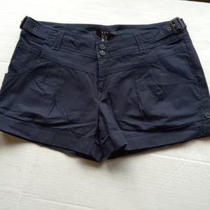 MNG by Mango Navy Blue Cuffed Shorts Side Buckles